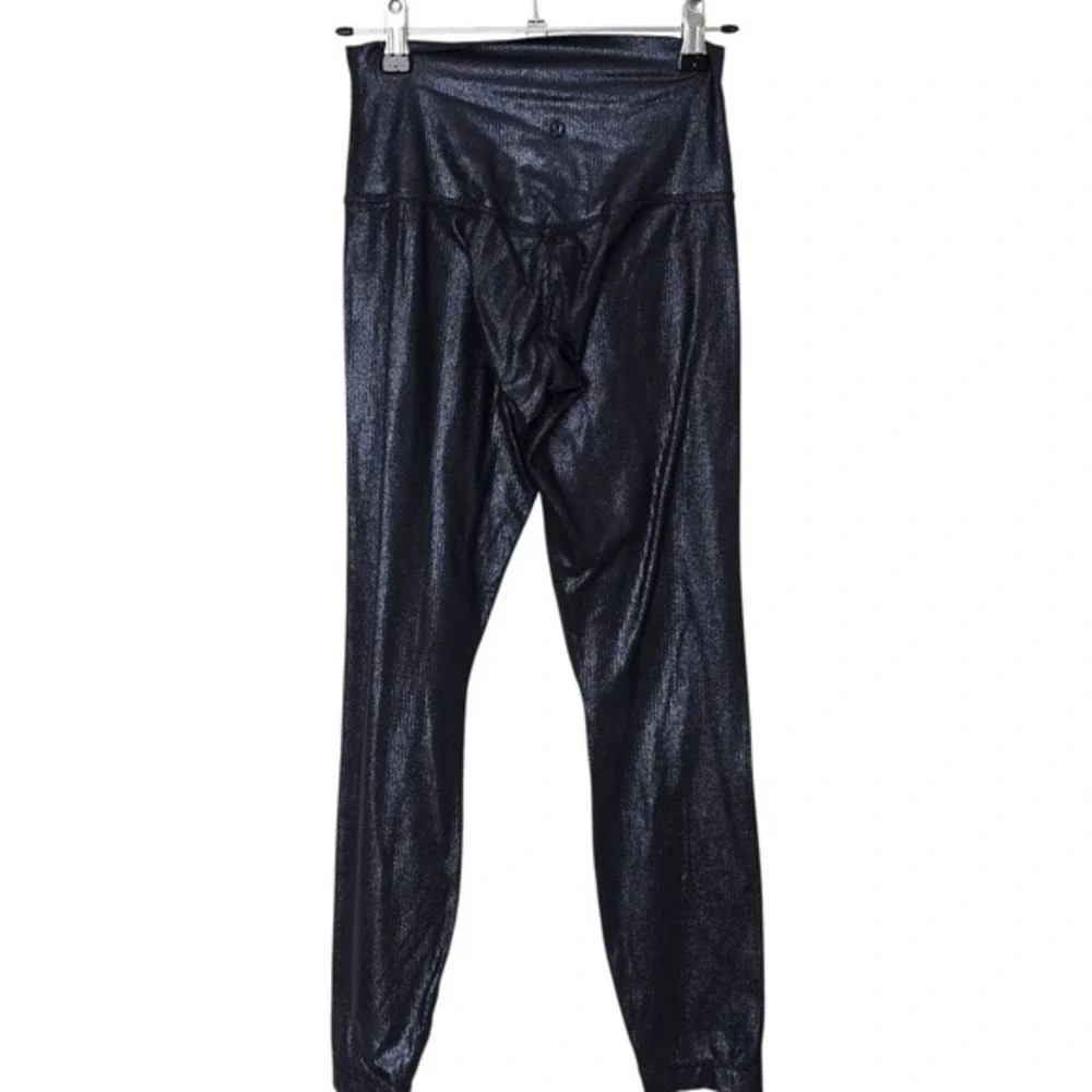 Lululemon High-Rise Shine Leggings Foil Black Night Metallic Leggings Size‎ 4